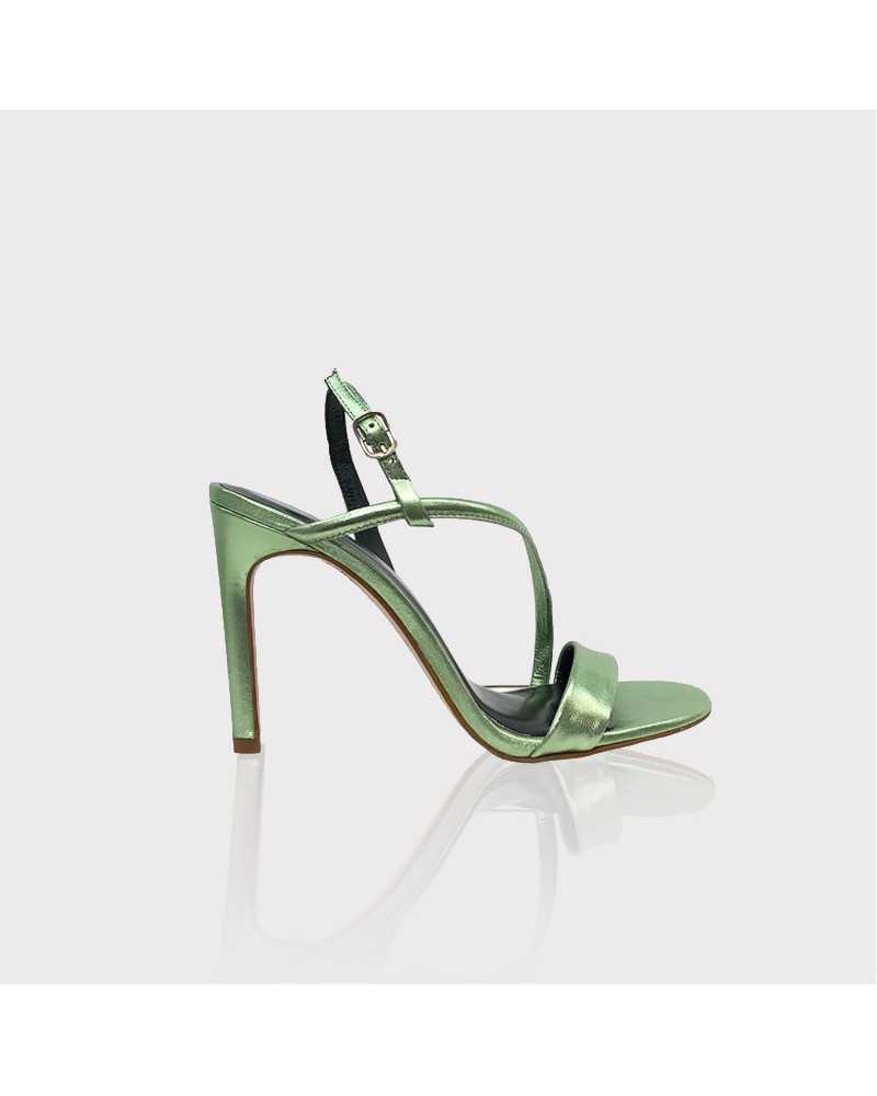 sandalias de tacon metal verde mint