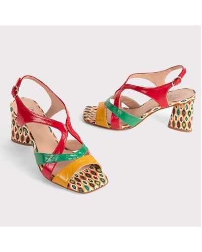 Sandalia de mujer con tacón multicolor 26081