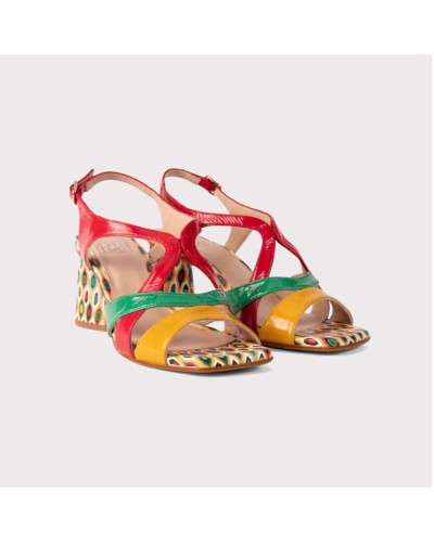 Sandalia de mujer con tacón multicolor 26081