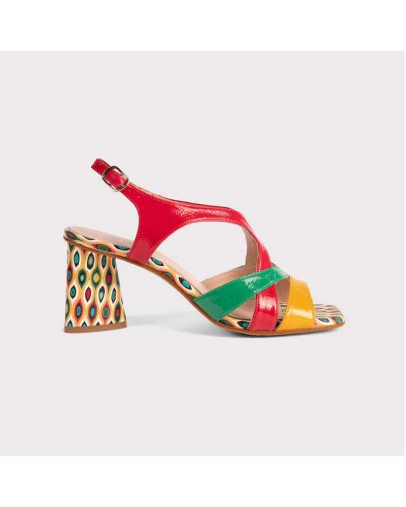 Sandalia de mujer con tacón multicolor 26081 Sandalia de mujer con tacón multicolor 26081