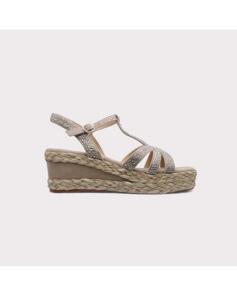 Comprar CUÑA MEDIA TIRAS PEDRERIA online taupe Comprar CUÑA MEDIA TIRAS PEDRERIA online taupe
