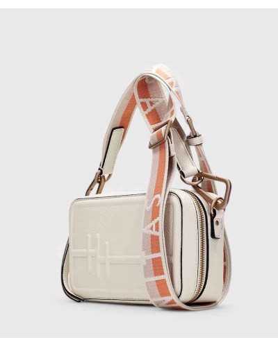 Bolso pequeño versátil con cremallera dorada y logo en relieve – Hispanitas