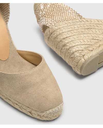 Alpargatas Carina en algodón orgánico, cierre mediante lazada y cuña de 9cm. –MIZAPATERIAONLINE