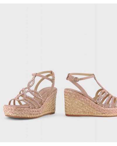 Alma en Pena nude – cuña con pedrería y plataforma cómoda