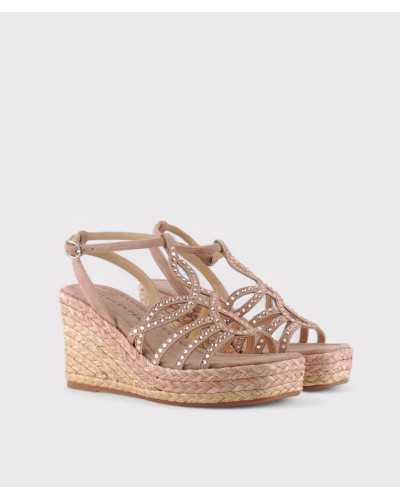 Alma en Pena nude – cuña con pedrería y plataforma cómoda