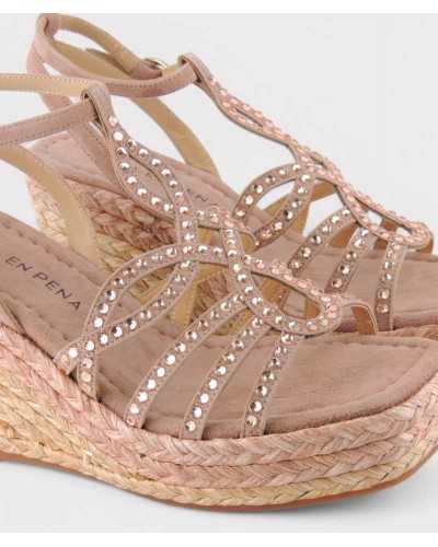 Alma en Pena nude – cuña con pedrería y plataforma cómoda