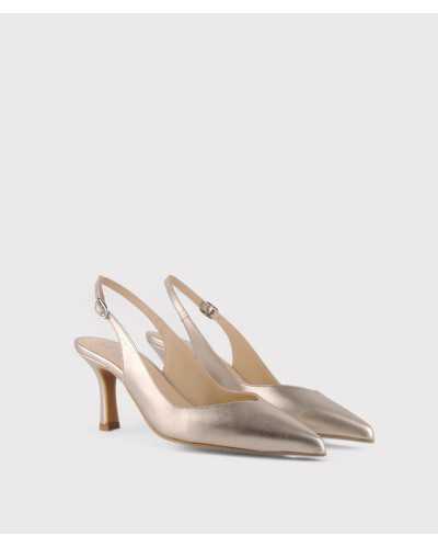 Zapato destalonado metalizado con tacón cómodo