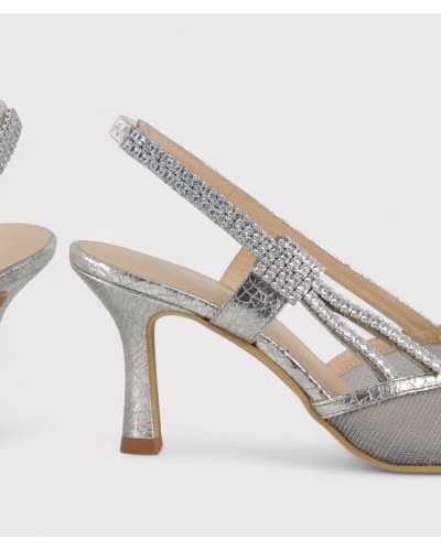Zapato dibia plata con pedrería