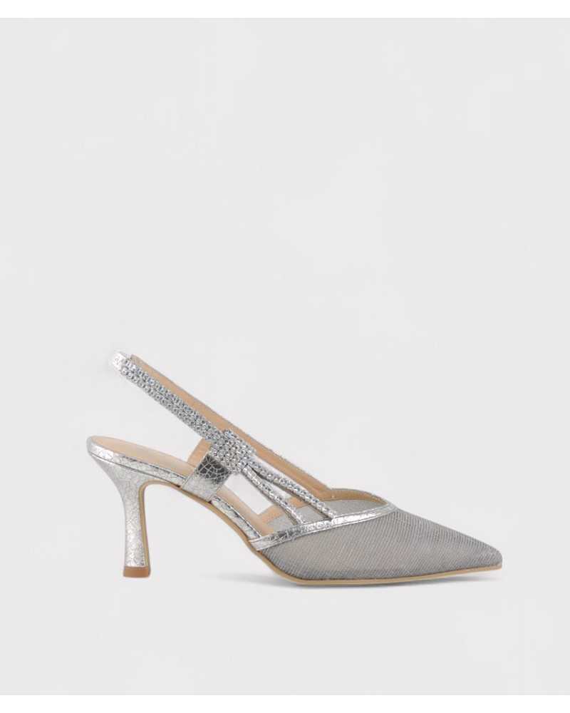 Zapato dibia plata con pedrería