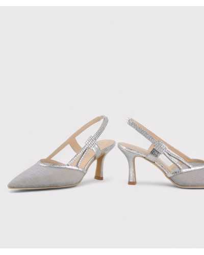 Zapato dibia plata con pedrería