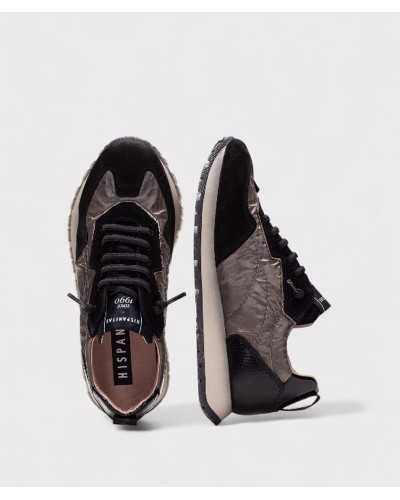 Deportivos Kansas Negro Taupe vista superior con cordones negros