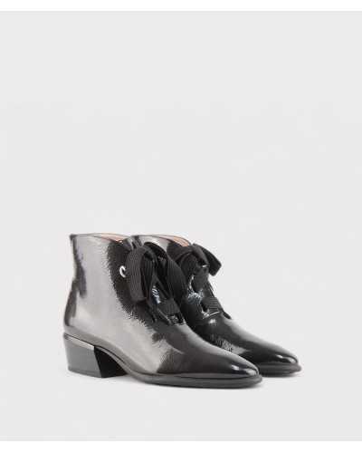 Hispanitas botín Verona gris antracita charol vista lateral