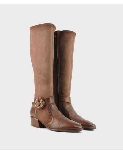 Hispanitas Bota Verona avellana vista frontal con cremallera