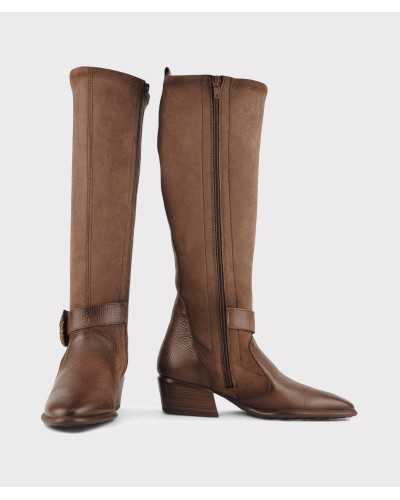 Hispanitas Bota Verona avellana caña alta y detalle cremallera