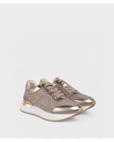 Zapatillas bronce DIVA con plataforma y detalles brillantes
