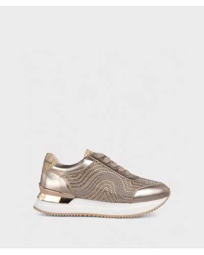 Sneaker Alma en pena DIVA Bronze con pedrería vista lateral
