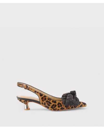 Zapato Alma en Pena animal print con lazo joya lateral