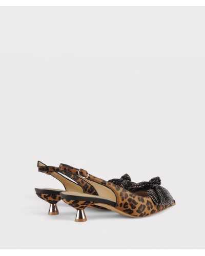 Zapato Alma en Pena animal print con lazo joya trasera