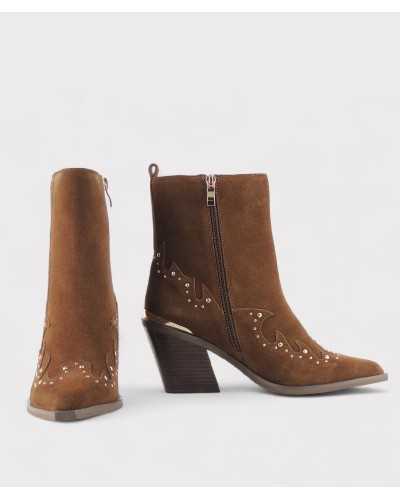 Alma en Pena botín camel mujer detalle cremallera lateral