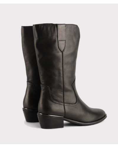 Bota cowboy negra Alma en Pena piel napa vista trasera