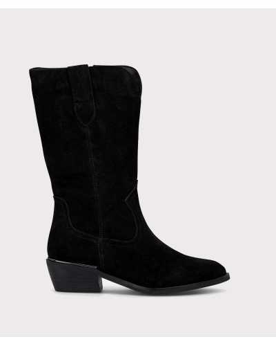 Bota cowboy serraje negro Alma en Pena lateral