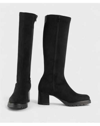 Bota Margot negra con cremallera lateral caña alta