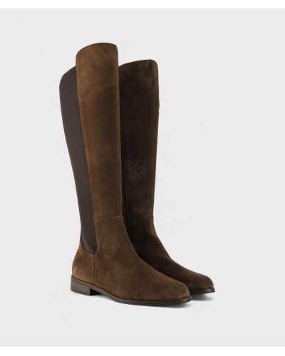 Botas planas Viguera marrón vista frontal caña alta