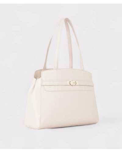 Bolso shopper beige lateral con asas largas