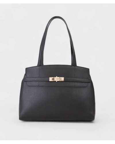 Valentino bolso shopper negro con cierre dorado vista frontal