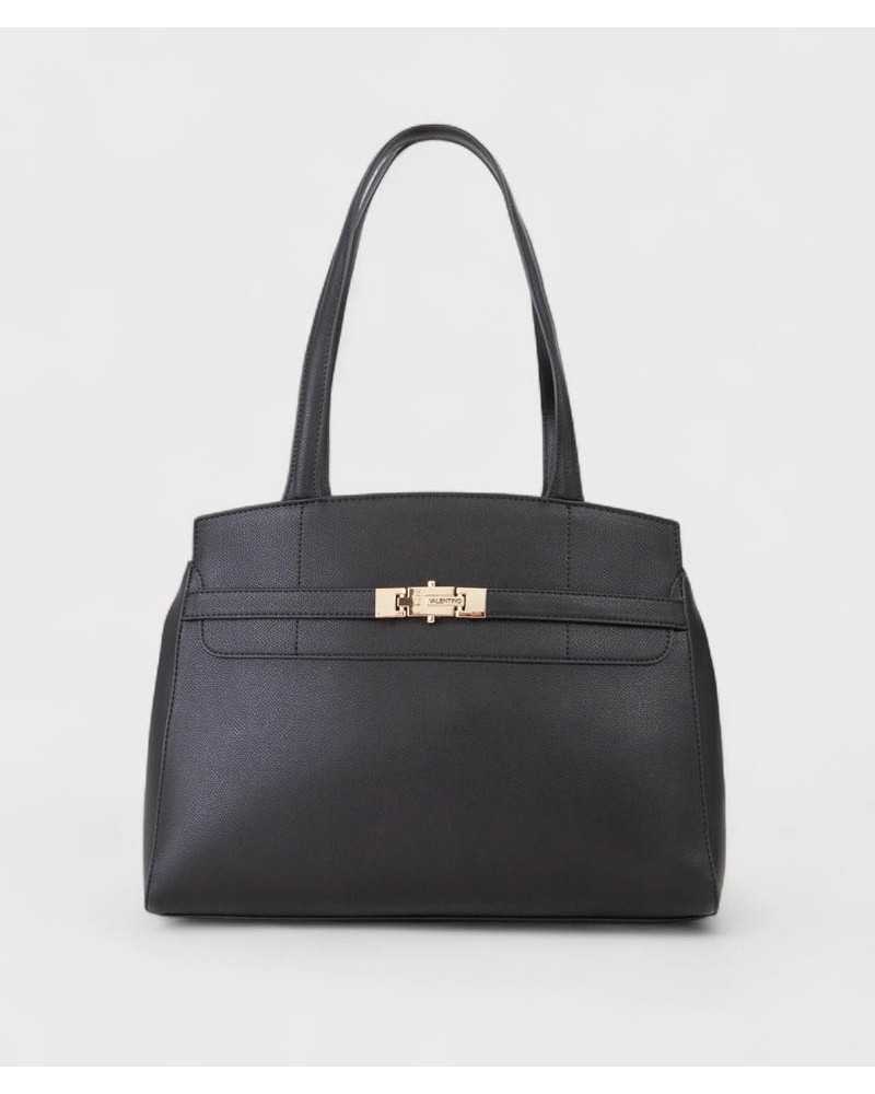 Valentino bolso shopper negro con cierre dorado vista frontal Valentino bolso shopper negro con cierre dorado vista frontal