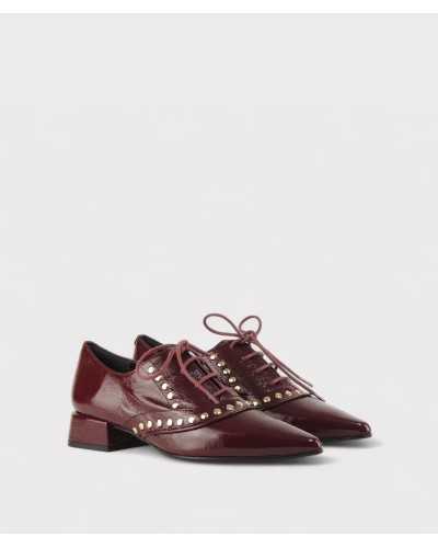 JONI zapatos mujer charol burdeos par completo estilo oxford