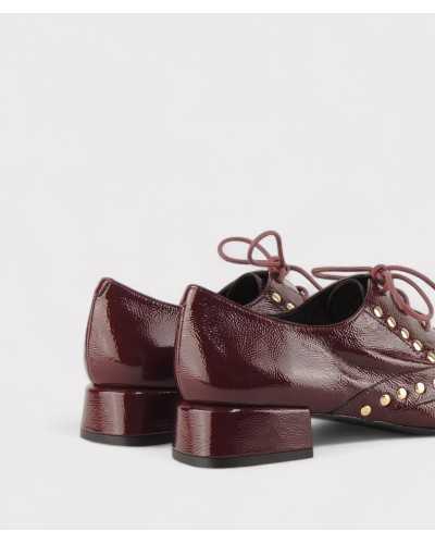 JONI zapatos mujer charol burdeos par completo estilo oxford