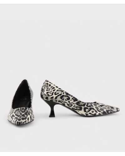 JONI salón leopardo blanco y negro par completo vista diagonal