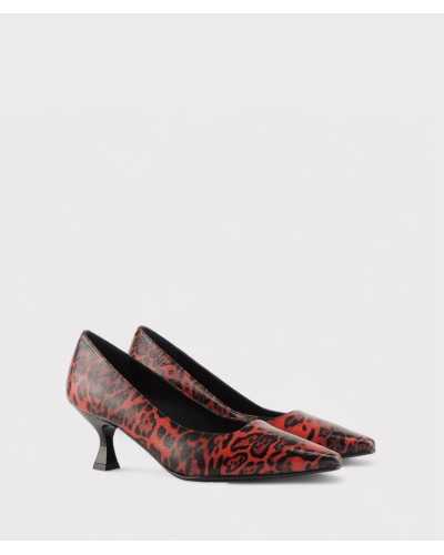 JONI zapatos salón animal print rojo y negro par completo