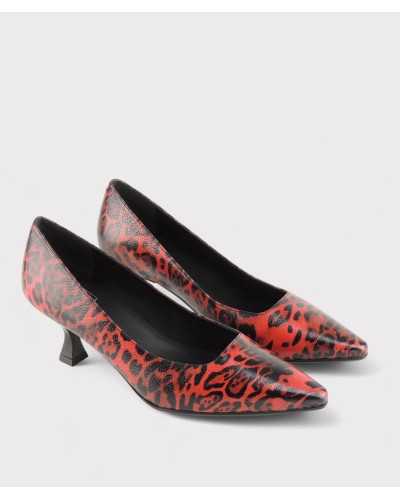JONI zapatos salón rojos vista superior con interior en piel
