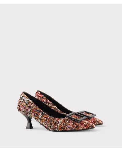 JONI zapatos salón tweed multicolor con hebilla par completo