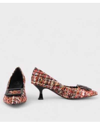 JONI zapatos salón multicolor tacón chupete 5 cm vista frontal
