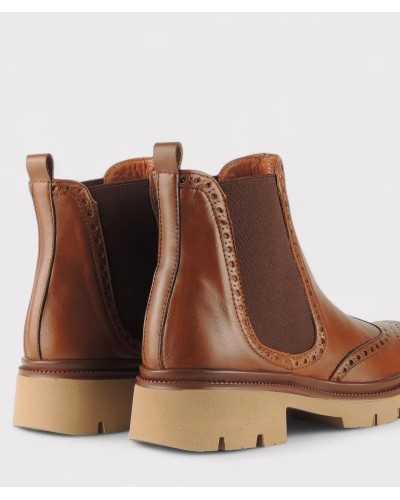 botines Joni cuero, parte trasera, piel natural y suela aislante beige
