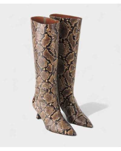 botas JONI pitón marrón, vista superior y caña interior