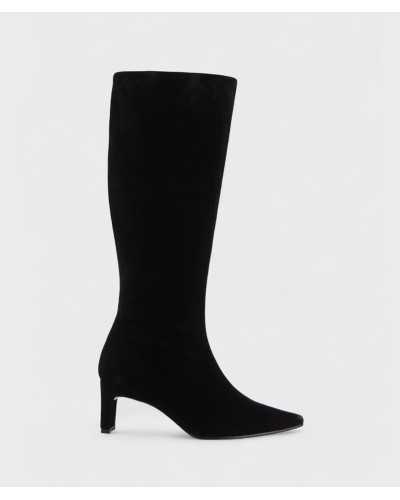 bota JONI serraje negro, lateral con tacón original
