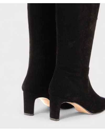 botas JONI serraje negro, detalle tacón trasero