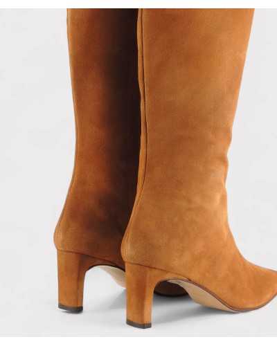 botas JONI serraje camel, detalle tacón trasero