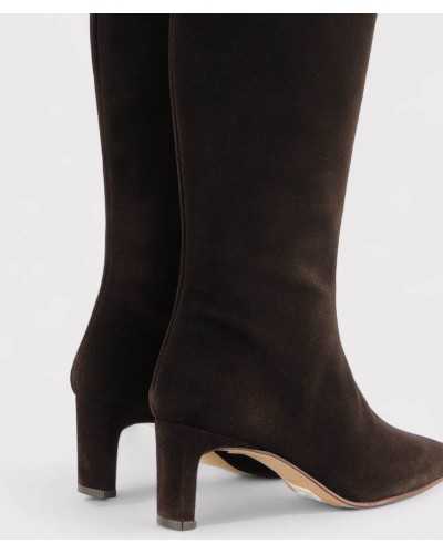 botas JONI serraje moca, textura piel y acabado