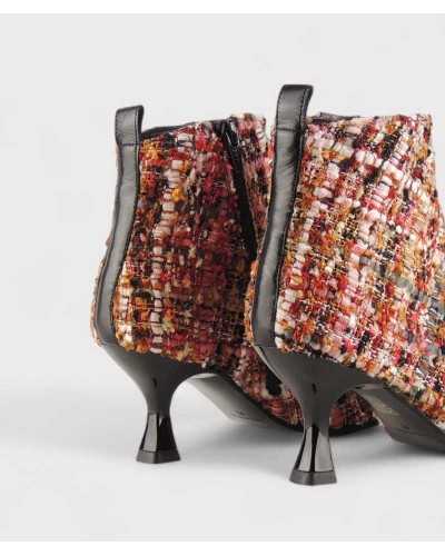 botines Joni tweed detalle trasero, combinación de tejidos