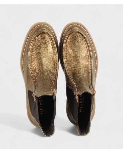 botines Pedro Miralles bronce vista superior – piel texturizada y plantilla interior