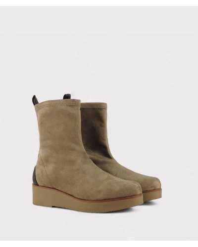 botines Burano taupe vista frontal – diseño calcetín con suela ligera