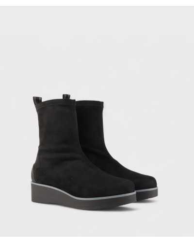 botines Burano negro vista frontal – diseño tipo calcetín