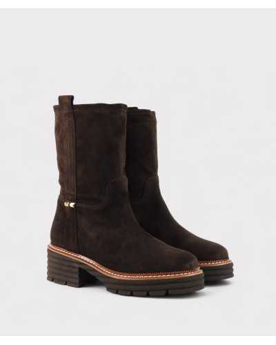 Botines Pedro Miralles marrón chocolate con tacón y plataforma | Calzado cómodo mujer | Mizapateriaonline