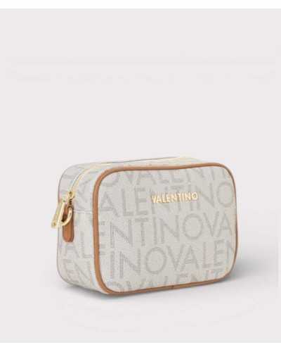 Valentino bolso bandolera beige Regina RE vista lateral con ribete camel