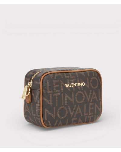 Valentino bolso bandolera marrón Regina RE vista lateral con ribete camel